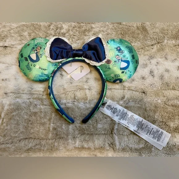 NWT *Discontinued* Disney Epcot UK Alice In Wonderland Minnie Ears Headband - Picture 2 of 5